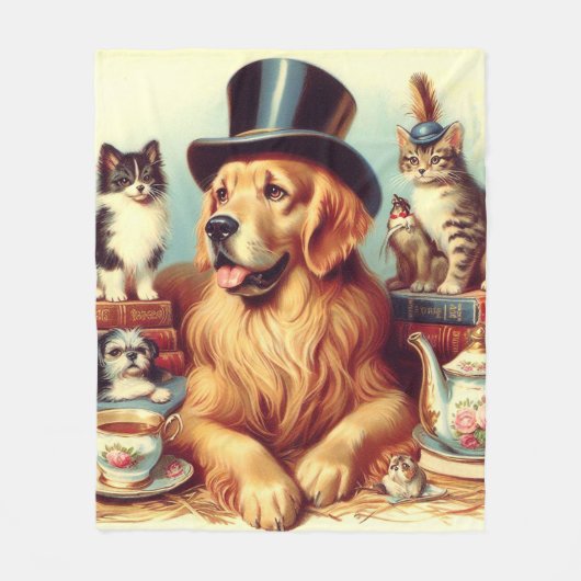 Schattigee  Dog Painting Fleece Deken (Voorkant)