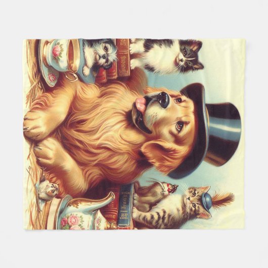 Schattigee Dog Painting Fleece Deken (Voorkant (Horizontaal))