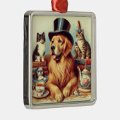 Schattigee  Dog Painting Metalen Ornament (Rechts)