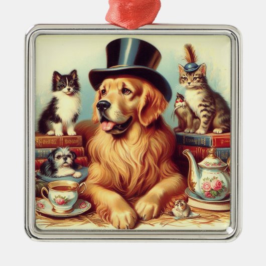 Schattigee  Dog Painting Metalen Ornament (Voorkant)