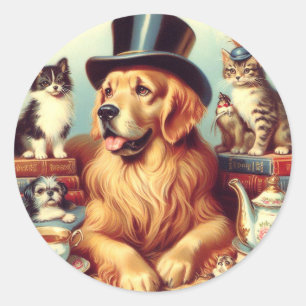 Schattigee  Dog Painting Ronde Sticker