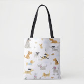 Schattigee Dog Pattern Canvas tas, Schattige Pet L Tote Bag (Voorkant)