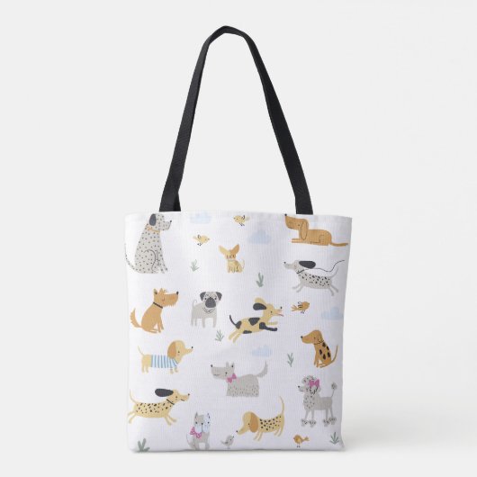 Schattigee Dog Pattern Canvas tas, Schattige Pet L Tote Bag (Achterkant)