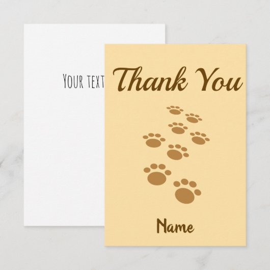 Schattigee Dog Paw Tracks Aangepast Bedankkaart (Voorkant / Achterkant)