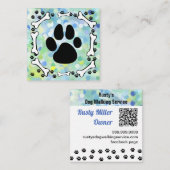 Schattigee Dog Paws Botten Pet Service QR Vierkante Visitekaartje (Voorkant / Achterkant)