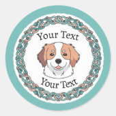 Schattigee Dog Round Sticker met aangepaste tekst (Voorkant)