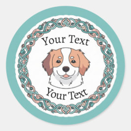 Schattigee Dog Round Sticker met aangepaste tekst