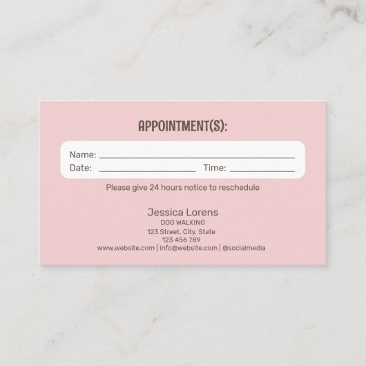 Schattigee Dog Sitter Groomer Huisdierenverzorging Visitekaartje (Achterkant)