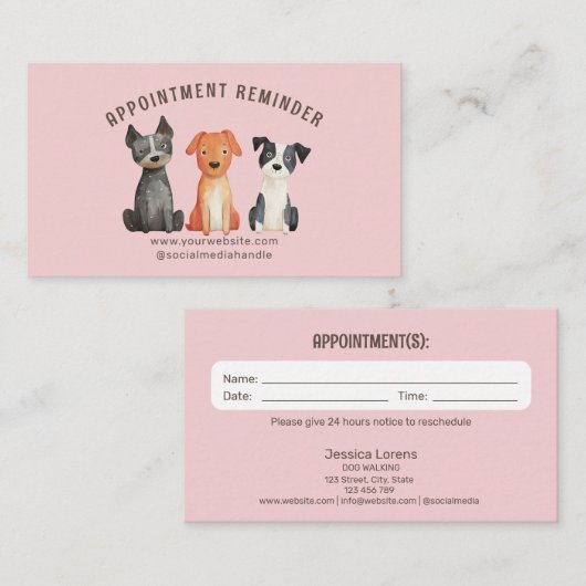 Schattigee Dog Sitter Groomer Huisdierenverzorging Visitekaartje (Voorkant / Achterkant)