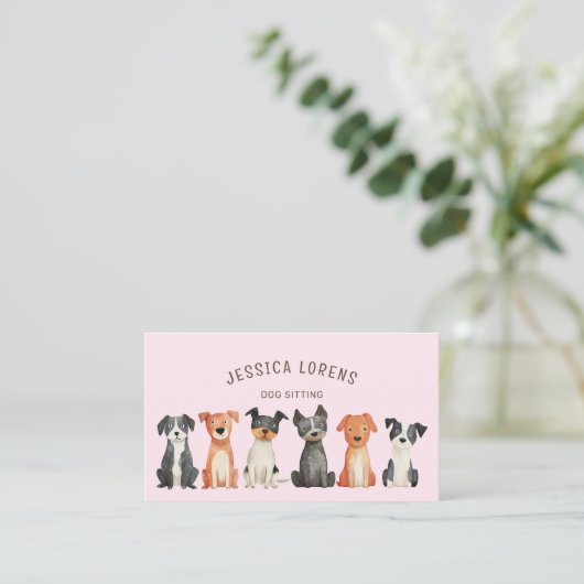 Schattigee Dog Sitter Pet Groomer Dierenarts Puppy Visitekaartje (Staand voorkant)