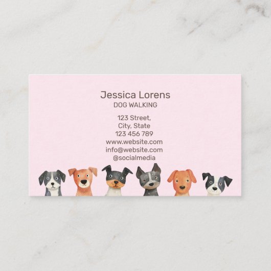 Schattigee Dog Sitter Pet Groomer Dierenarts Puppy Visitekaartje (Achterkant)