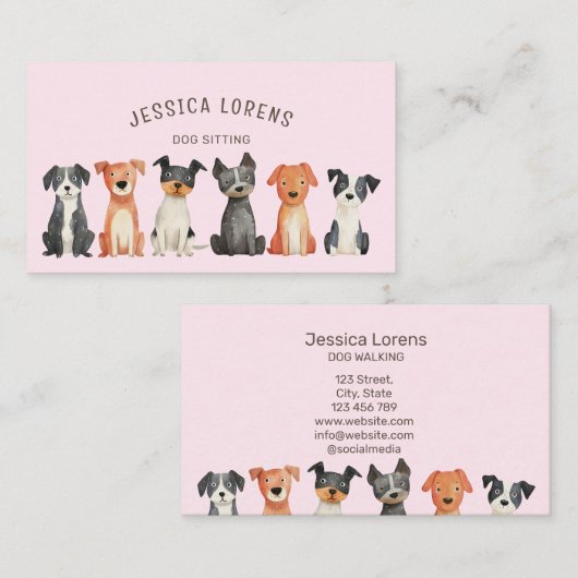 Schattigee Dog Sitter Pet Groomer Dierenarts Puppy Visitekaartje (Voorkant / Achterkant)