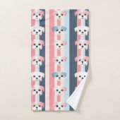 Schattigee Dog Stripe roze en blauw Bad Handdoek (Handdoek)