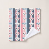 Schattigee Dog Stripe roze en blauw Bad Handdoek (Wasdoekje)
