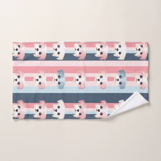 Schattigee Dog Stripe roze en blauw Bad Handdoek (Handdoek)