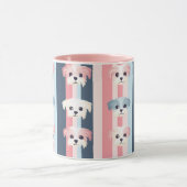 Schattigee Dog Stripe roze en blauw Mok (Midden)