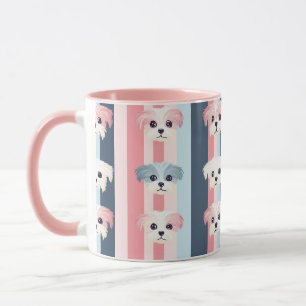 Schattigee Dog Stripe roze en blauw Mok