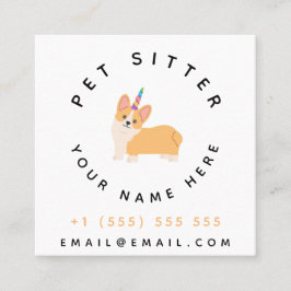 Schattigee Dog Unicorn Pet Sitter Hotel Dierenverz Vierkante Visitekaartje