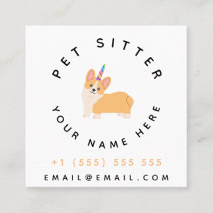 Schattigee Dog Unicorn Pet Sitter Hotel Dierenverz Vierkante Visitekaartje