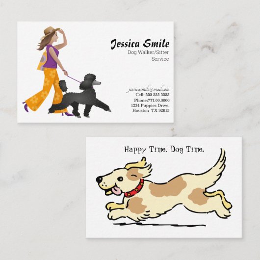 Schattigee Dog Walker Pet Sitter Visitekaartje (Voorkant / Achterkant)