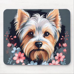 Schattigee Dog Yorkshire Terriër Bloemen Muismat