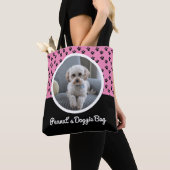 Schattigee Doggie foto en zwart-wit Paw Pattern Tote Bag (Dichtbij)
