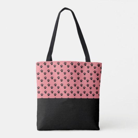 Schattigee Doggie foto en zwart-wit Paw Pattern Tote Bag (Achterkant)