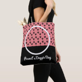 Schattigee Doggie foto en zwart-wit Paw Pattern Tote Bag (Dichtbij)