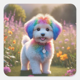 Schattigee doggy sticker. vierkante sticker