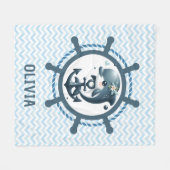 Schattigee Dolfijn & Anker binnen Scheepswiel Naut Fleece Deken (Voorkant (Horizontaal))