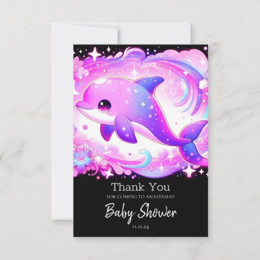 Schattigee dolfijn Baby shower Bedankkaart (Voorkant)