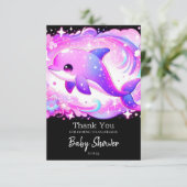 Schattigee dolfijn Baby shower Bedankkaart (Staand voorkant)