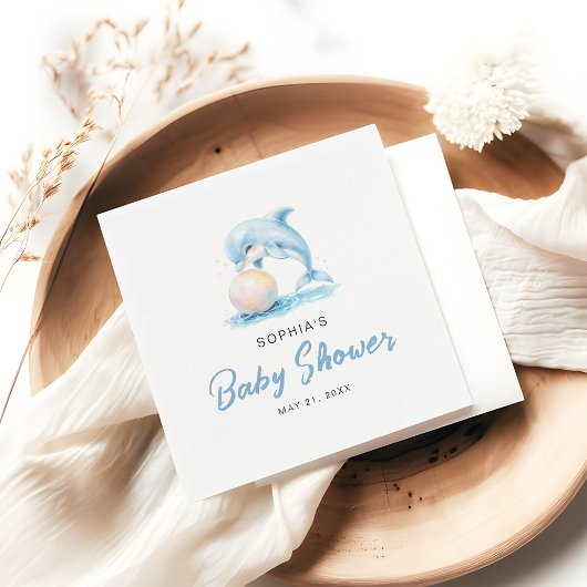 Schattigee dolfijn Baby shower partij minimalistis Servet