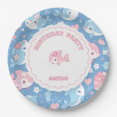 Schattigee Dolfijn & Bloemen Verjaardag Papieren Bordje (Voorkant)