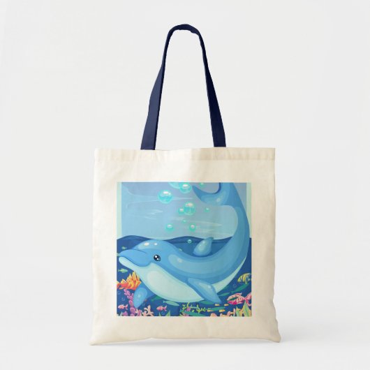 Schattigee Dolfijn Bubbels Zee Leven Tote Bag (Voorkant)