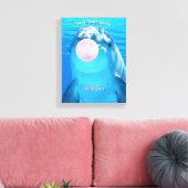Schattigee Dolfijn, Bubble Gum Bubble, Naam & Beri Canvas Afdruk (Insitu (Woonkamer))