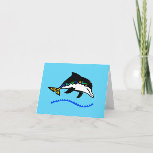 Schattigee DOLFIJN - Dierengrafiek - Blauw Kaart