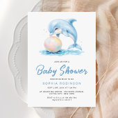 Schattigee Dolfijn Dusty Blue Speels Baby shower Kaart