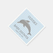 Schattigee dolfijn en blauw chevron baby shower se servet (Hoek)