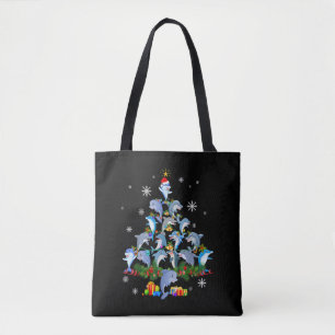 Schattigee Dolfijn Kerstboom Pet Dolfijn Liefhebbe Tote Bag