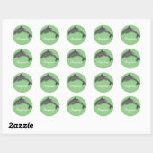Schattigee dolfijn - naam toevoegen classic ronde sticker (Vel)