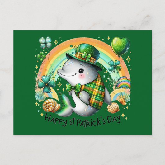 Schattigee Dolfijn St Patrick's Day Kinder Feestdagenkaart (Voorkant)