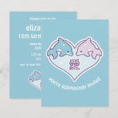 Schattigee Dolfijn Verjaardag Uitnodigingen (Voorkant / Achterkant)