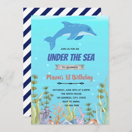 Schattigee dolfijn verjaardagsdouche thema feestdagenkaart (Voorkant / Achterkant)