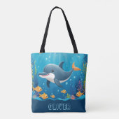 Schattigee Dolfijn Waterverf Gepersonaliseerd Tote Bag (Achterkant)