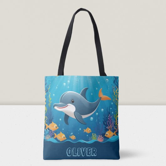 Schattigee Dolfijn Waterverf Gepersonaliseerd Tote Bag