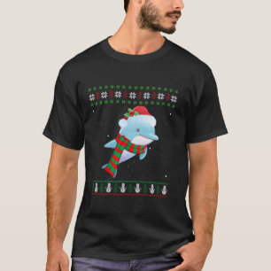 Schattigee Dolfijn Xmas Ugly Sweater Style Santa D T-shirt