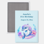 Schattigee Dolfijn Zee Creature Verjaardag Save th Magneet (Voorkant / Achterkant)