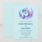 Schattigee Dolfijn Zee Creature Wedding Kaart (Voorkant / Achterkant)