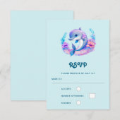 Schattigee Dolfijn Zee Creature Wedding RSVP Kaartje (Voorkant / Achterkant)